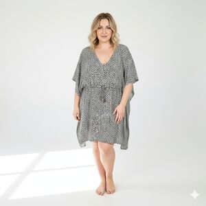 Lands End Swim Cover-up White Kimono Sleeve Beach Vacation Womens Size 0X 14W